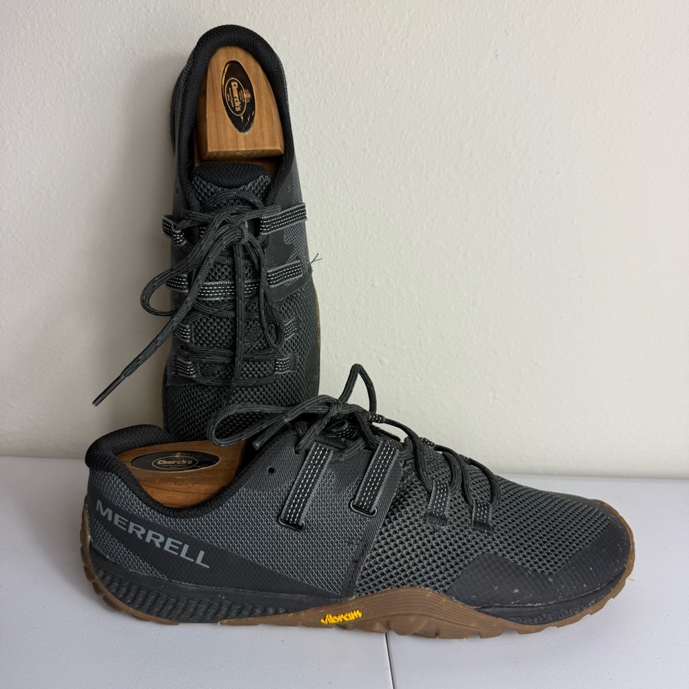 Merrell Men’s Size 9.5 Trail Glove 6 Barefoot Hiking Shoe Vibram Sole Black/Gum